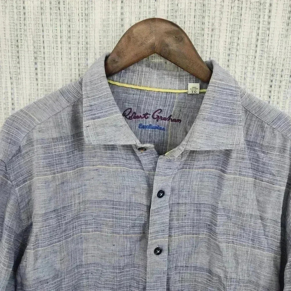 Robert Graham Men's Button down Shirt XL Classic Fit Striped Purple - Picture 7 of 8